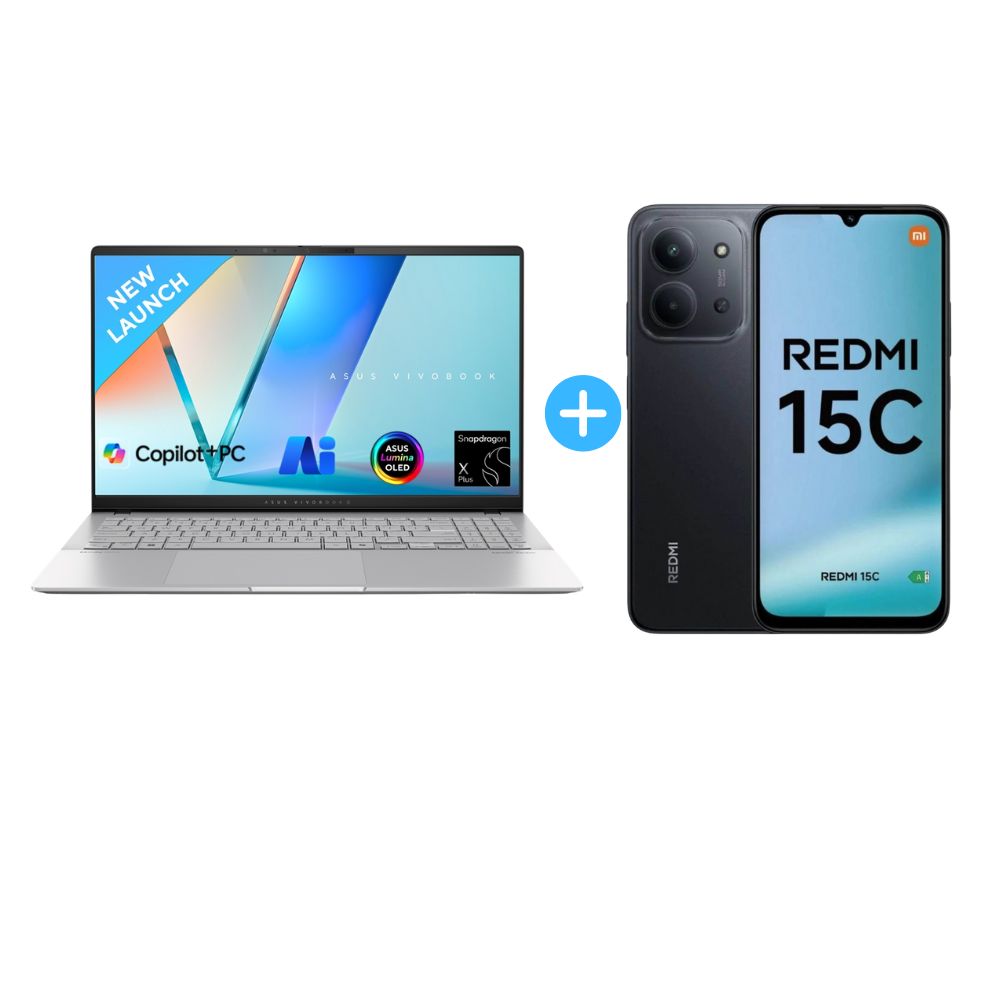 Combo Laptop Asus VIVOBOOKS S5507Q 15.6" Snapdragon X Plus  + Celular Xiaomi REDMI 15C